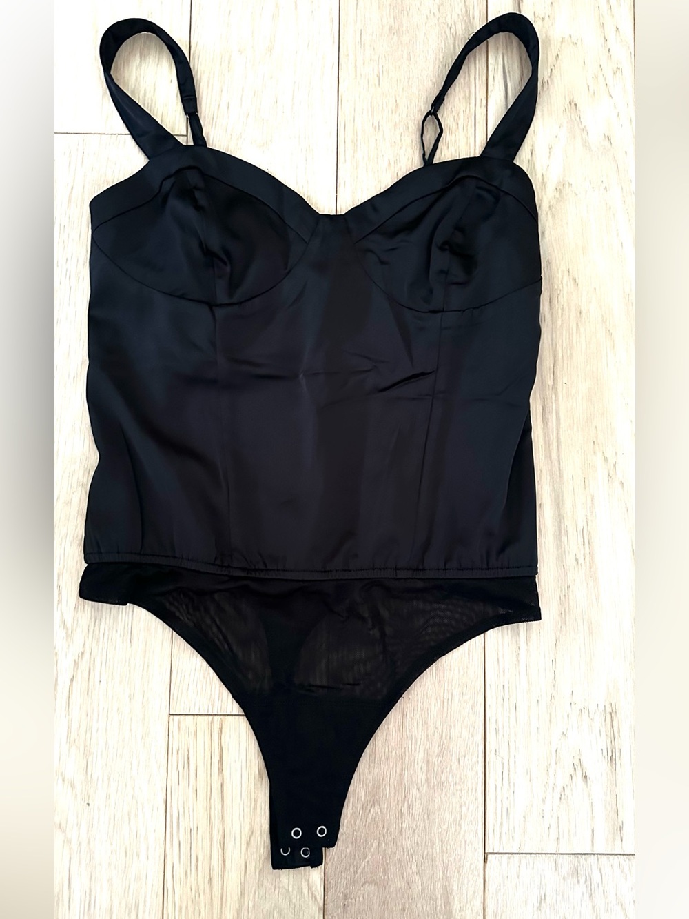 Abercrombie black satin bodice bodysuit size large